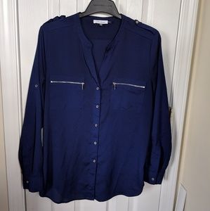 Calvin Klein gorgeous, blue, lightweight blouse.